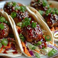 Korean BBQ Meatball Tacos