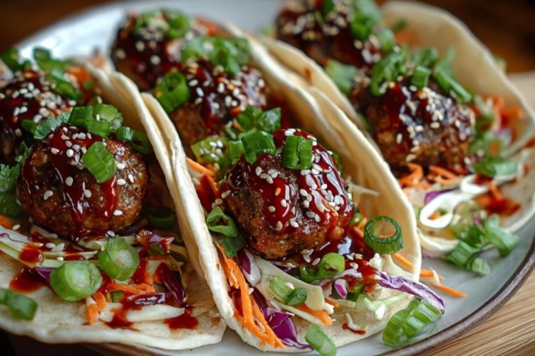 Korean BBQ Meatball Tacos