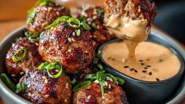 Korean BBQ Meatballs with Spicy Mayo Dip