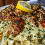 Lemon Garlic Chicken with Creamy Bowtie Pasta