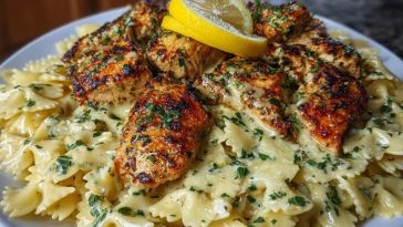Lemon Garlic Chicken with Creamy Bowtie Pasta