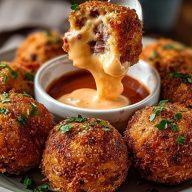 Reuben Balls with Spicy Thousand Island Dipping Sauce