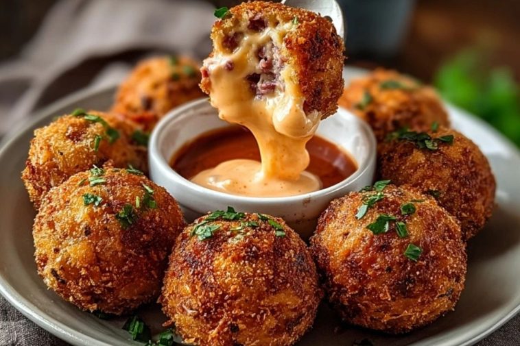 Reuben Balls with Spicy Thousand Island Dipping Sauce