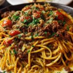 Cajun Beef Spaghetti in Creamy Three-Cheese Parmesan Sauce