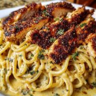 Cajun Chicken Spaghetti in Creamy Garlic Mozzarella Sauce