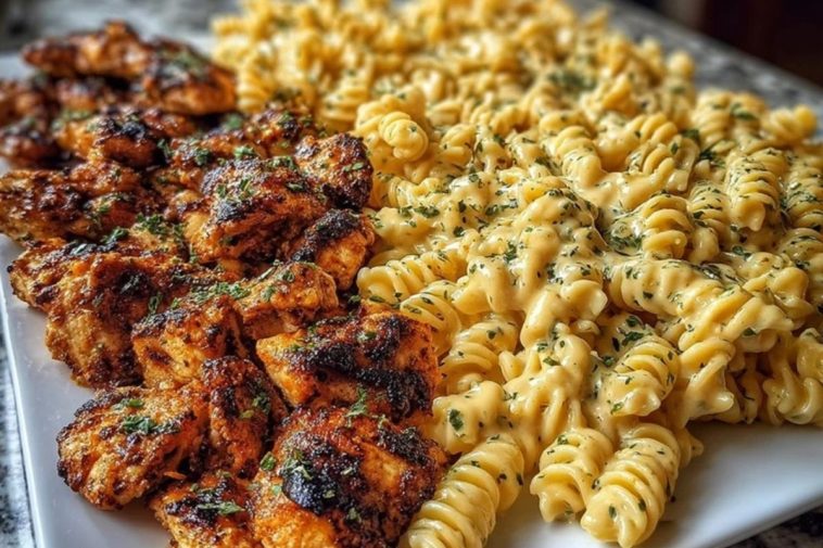 Cajun Garlic Butter Chicken with Creamy Parmesan Twisted Pasta