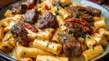 Cajun Garlic Butter Linguine with Tender Beef Strips