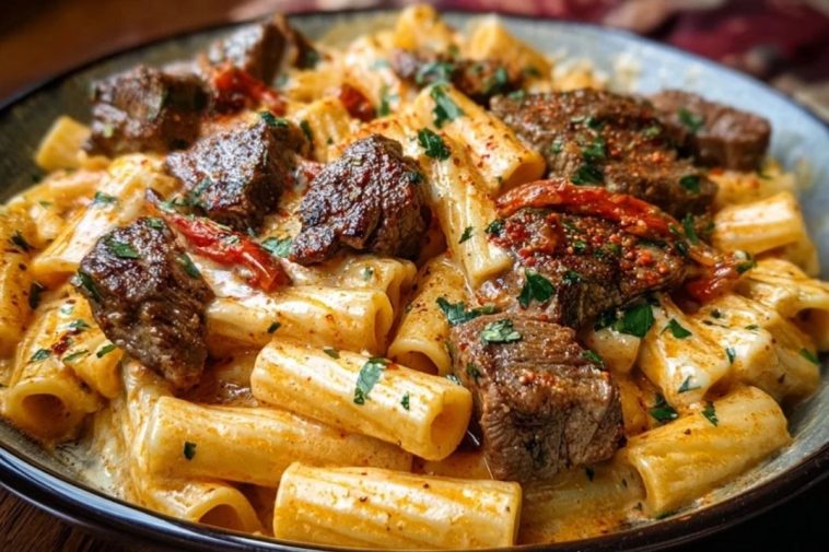 Cajun Garlic Butter Linguine with Tender Beef Strips