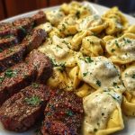 Cajun Garlic Butter Steak with Cheesy Alfredo Tortellini