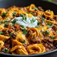Cheesy Beef Enchilada Tortellini