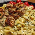 Chicken Creamy Velveeta Bowtie Pasta with Mozzarella Garlic Sauce
