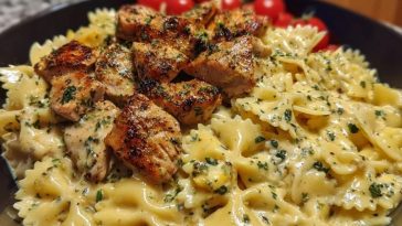 Chicken Creamy Velveeta Bowtie Pasta with Mozzarella Garlic Sauce