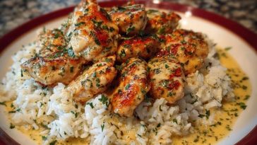 Chicken Scampi with Creamy Garlic Parmesan Rice