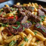 Creamy Cajun Butter Tender Steak Pasta Skillet