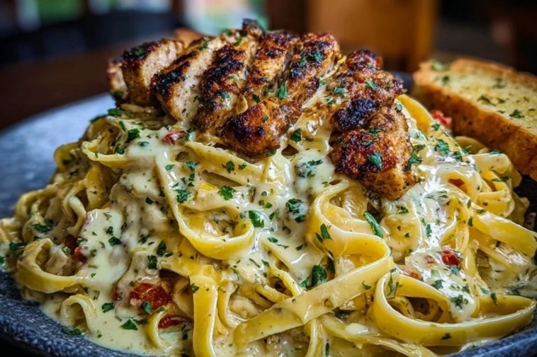 Creamy Cajun Chicken Fettuccine with Garlic Mozzarella Cheese Sauce