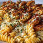 Creamy Cajun Chicken Rotini with Mozzarella Alfredo Sauce