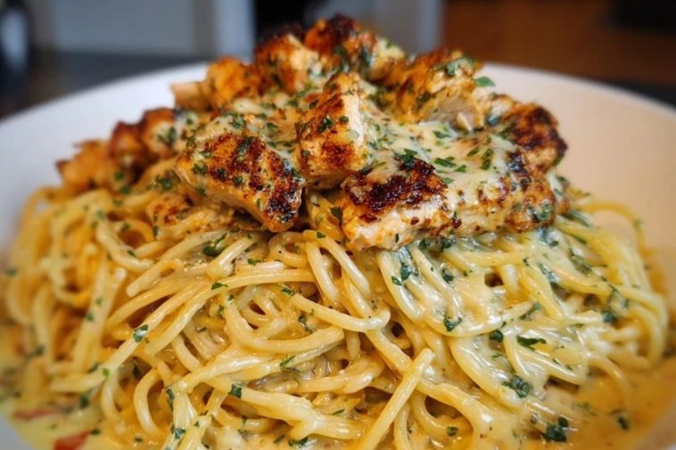Creamy Cajun Chicken Spaghetti with Garlic Mozzarella Sauce