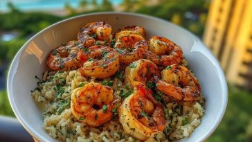 Creamy Garlic Butter Shrimp Bowl with Herb Rice