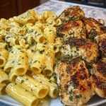 Creamy Garlic Parmesan Chicken with Cheesy Penne Pasta