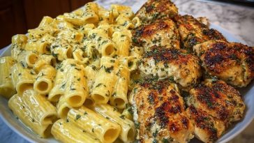 Creamy Garlic Parmesan Chicken with Cheesy Penne Pasta