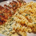 Creamy Garlic Parmesan Chicken with Cheesy Twisted Pasta