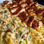 Creamy Mozzarella Chicken Linguine in Garlic Cajun Butter