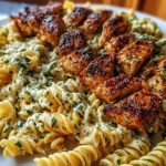 Creamy Parmesan Rotini with Cajun Garlic Butter Chicken