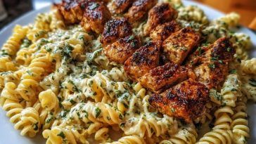 Creamy Parmesan Rotini with Cajun Garlic Butter Chicken