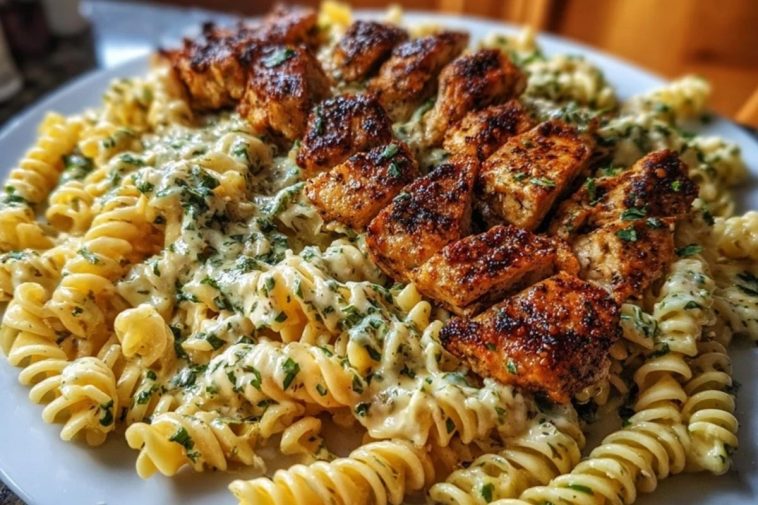 Creamy Parmesan Rotini with Cajun Garlic Butter Chicken