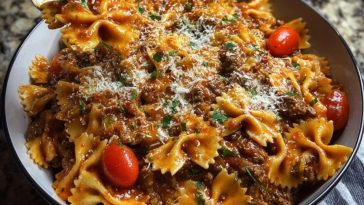 Creamy Velveeta Bowtie Pasta with Italian Beef Marinara