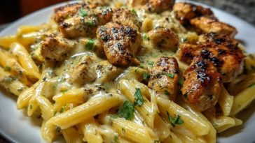 Creamy Velveeta Chicken Penne in Garlic Butter Parmesan Sauce