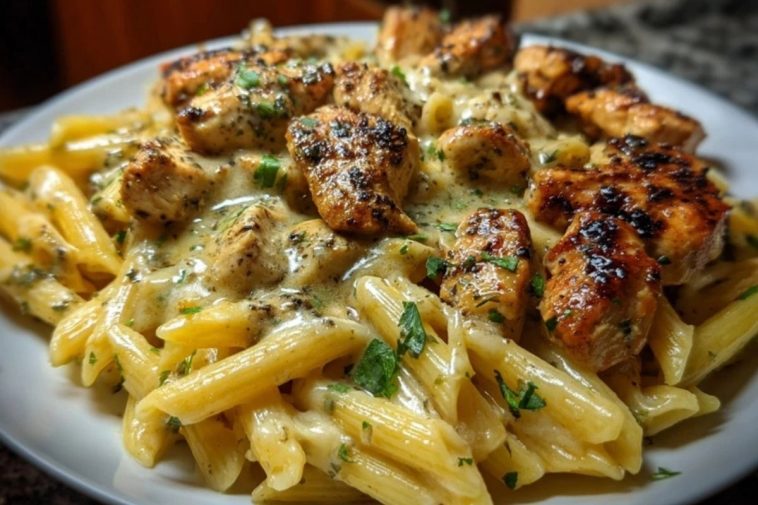 Creamy Velveeta Chicken Penne in Garlic Butter Parmesan Sauce