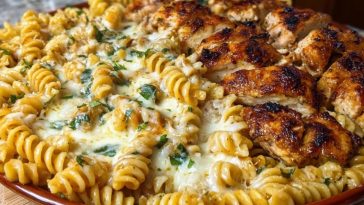 Creamy Velveeta Chicken Rotini with Mozzarella Garlic Sauce