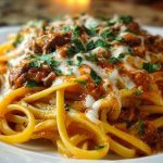 Creamy Velveeta Linguine with Italian Beef Marinara