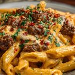 Creamy Velveeta Penne Pasta with Cajun Beef Alfredo Sauce