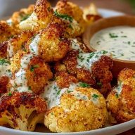 Crispy Baked Cauliflower Bites with Garlic Sauce