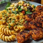 Crispy Chicken Bites & Blackened Cajun Alfredo with Roasted Corn Twists