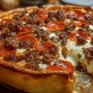 Deep Hamburger Sausage & Pepperoni Pie