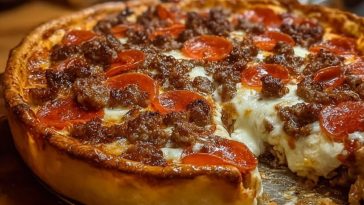 Deep Hamburger Sausage & Pepperoni Pie