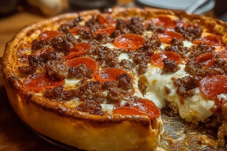 Deep Hamburger Sausage & Pepperoni Pie