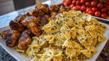 Easy Creamy Velveeta Chicken Bowtie Pasta with Garlic Mozzarella Sauce