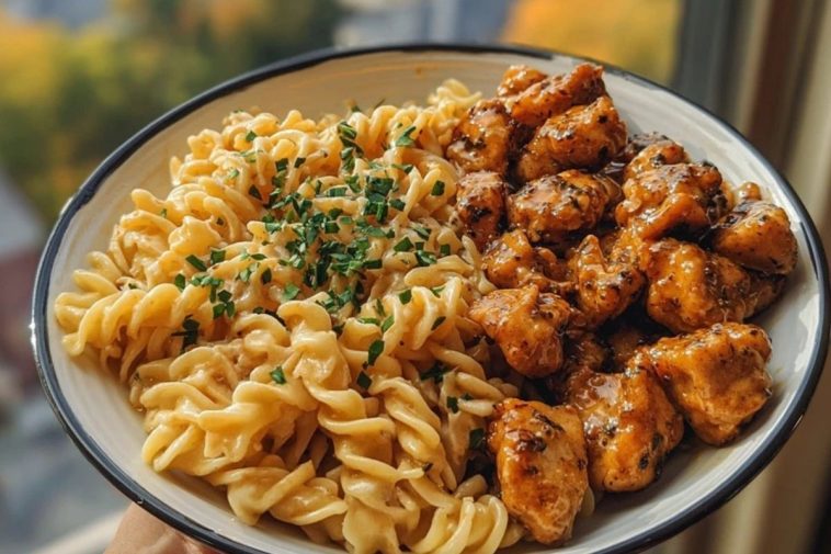 Garlic Butter Chicken Bites & Spicy Cajun Alfredo Twisted Pasta