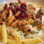 Garlic Butter Chicken Penne with Creamy Three-Cheese Sauce
