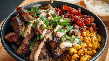 Korean BBQ Beef Bowl with Corn & Creamy Sauce
