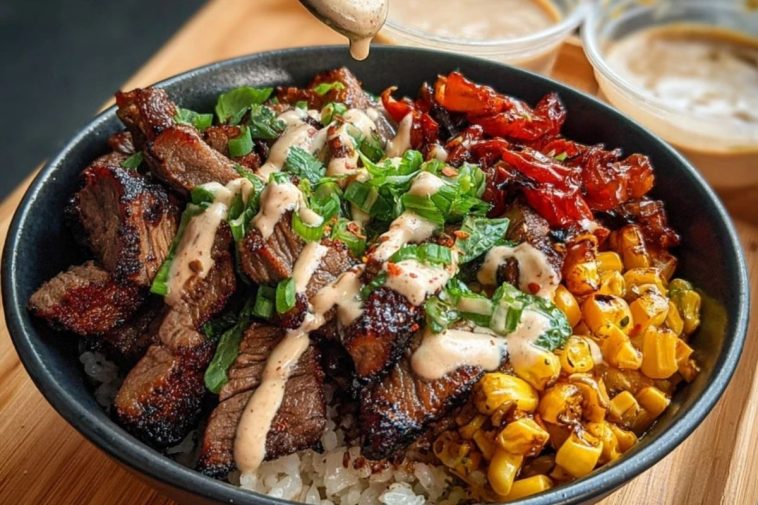 Korean BBQ Beef Bowl with Corn & Creamy Sauce