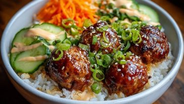 Korean BBQ Meatball Rice Bowls