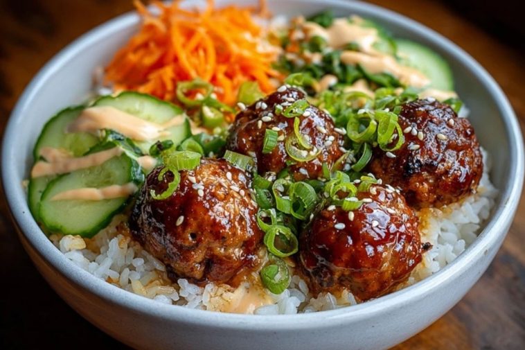Korean BBQ Meatball Rice Bowls