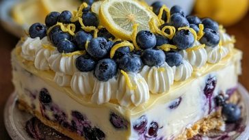 No-Bake-Lemon-dazzling-Blueberry-cream-Cake