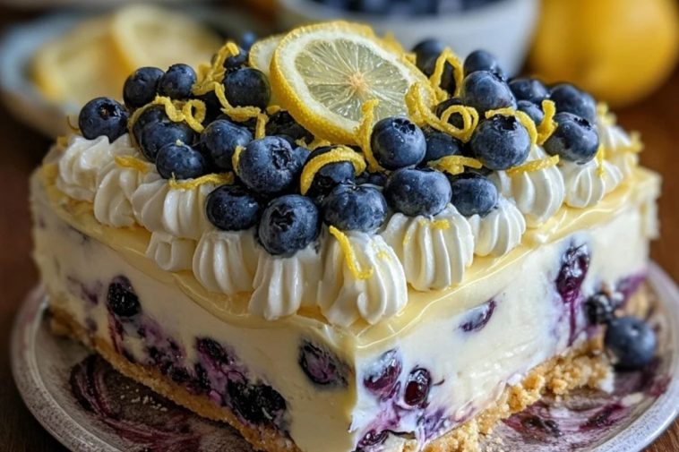 No-Bake-Lemon-dazzling-Blueberry-cream-Cake