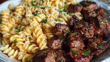 One-Pan Steak Bites & Cheesy Garlic Butter Noodles